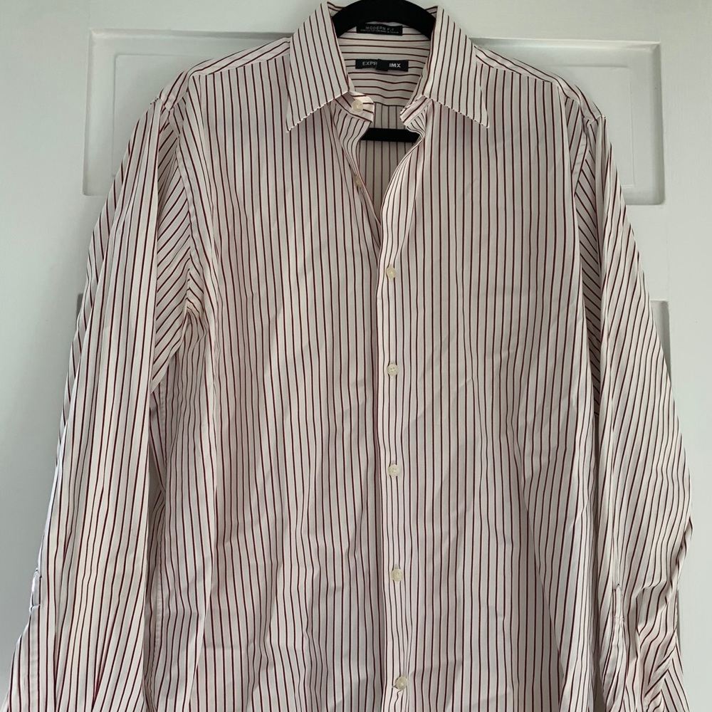 Black and red striped button-down